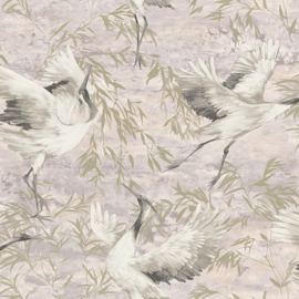 Dutch Wallcoverings Patagonia Behang 36101 Sarus Pink/Vogels/Kraanvogel