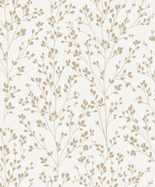 Dutch Wallcoverings Omura Behang A71401 Bladeren/Calluna Wit/Goud