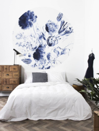 KEK Amsterdam II Fotobehang Circle CK-002 Royal Blue Flowers/Bloemen