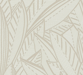 AS Creation French Affair Behang 39933-3 / 399333 Bladeren/Metallic Creme