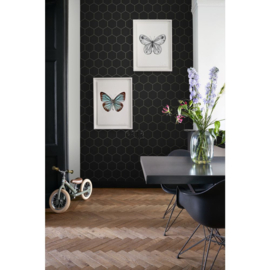 Esta Home Bloom Behang 139313 Hexagon/Honingraat/Zwart/Goud