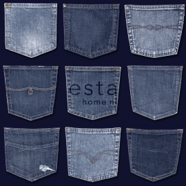 Esta Home Denim & Co Behang 137741 Jeans Pocket Blue/Spijkerbroek