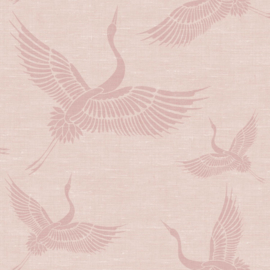 Origin Natural Fabrics Behang 351-347757 Kraanvogels/Vogels/Dieren/Roze