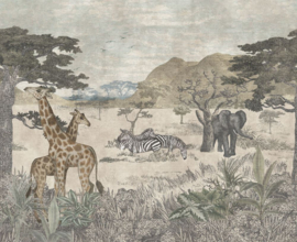 Borastapeter Studio Fotobehang 9574W Serengeti/Wilde Dieren/Giraf/Olifant