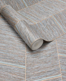 Eijffinger Anam Behang 350976 Strepen Structuur Blauw/Koper