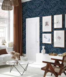 Annet Weelink Behang 8945004824363 Deep Forest Navy/Bladeren
