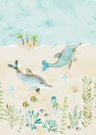 Dutch Wallcoverings Sam & Luca Fotobehang INK8073 Splashing Dolphins