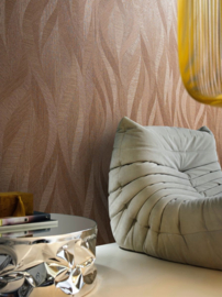 Hookedonwalls Terra Cotta Behang 42104 Bladeren/Modern