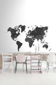 Esta Home Black & White Fotobehang 158941 World Map/Wereldkaart