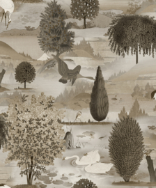 Dutch Wallcoverings Xanadu Behang 91530 Tundra Neutral/Zwanen/Natuur