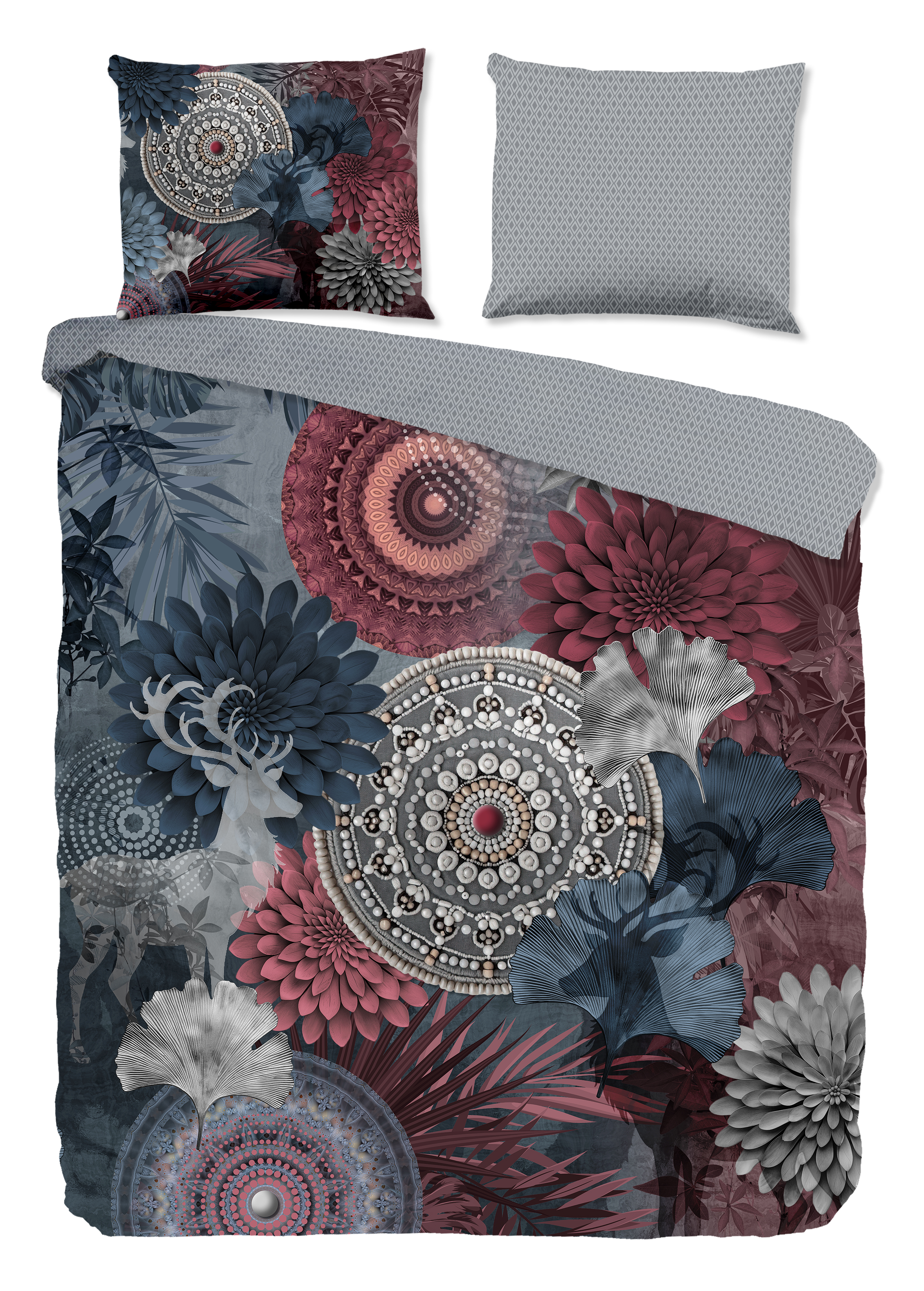 Muller Textiles Dekbedovertrek 33373 Makenna Grey/Mandala/Lits- Jumeaux