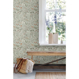 Esta Home Bloom Behang 139598 Veldbloemen/Vergrijsd Mintgroen