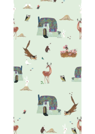 Kek Amsterdam Forest Animals Green Fotobehang WP-101 Groen/Dieren/Kinderkamer Behang