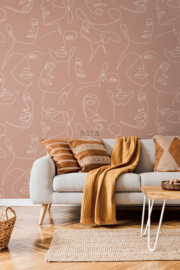 Esta Home Art Deco Fotobehang 158960 Line Art Faces/Gezichten