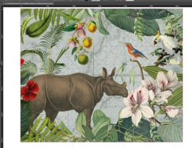 AS Creation Artist Fotobehang/Wallpower DD119725 Jungle Rhino/Neushoorn