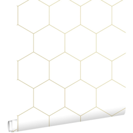 Esta Home Bloom Behang 139312 Hexagon/Honingraat/Wit/Goud
