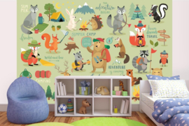 Dimex/Wall Murals 2023 Fotobehang MS-5-1473 Camping Animals/Dieren/Kinderkamer