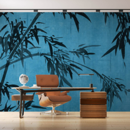 Hohenberger Digital Murals 18057 Fotobehang met Bamboe Bladeren/Blauw