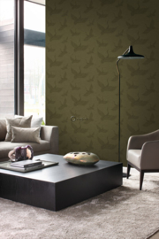 Origin Natural Fabrics Behang 351-347758 Cranes/Kraanvogels/Dieren