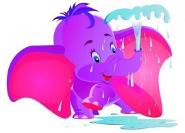 Noordwand  Little Ones Behang 418039 Purple Dumbo/Olifant/Dieren/Kinderkamer Fotobehang