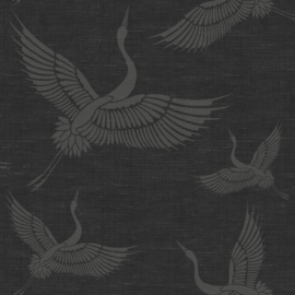 Origin Natural Fabrics Behang 351-347760 Cranes/Kraanvogels/Dieren