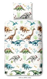 Dekbedovertrek Muller-Textiles 6295 Dino Wit/Dinosaurus/Kids/Kinderkamer/Dieren 1 persoons