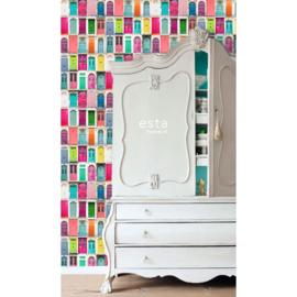 Esta Home Cabana Fotobehang 140-158607 Gekleurde Deuren
