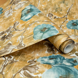 Hohenberger Julie Feels Home Behang 26914 Petunia Petrol Honey/Bloemen