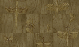 Arte Ligna Behang 42002 Hout/Insecten/Wings/Exclusief Wandtextiel
