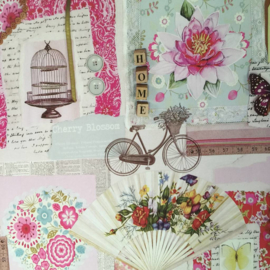 Opruiming/Sale Behangexpresse Scrapbook Behang  23702 Romantisch/Bloemen/Vlinders