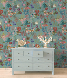 Dutch First Class Arboretum Behang 99430 Cora Soft Aqua/Vissen (Gratis Universele Lijm en Verzending binnen Nederland)