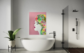 Kunst/Canvas Schilderij Vrouw  Pink Lady/Acrylverf/Inkt