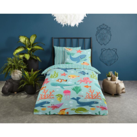 Muller Textiles Dekbedovertrek 32016-G Ocean Aqua Multi/Kids/Onderwaterwereld
