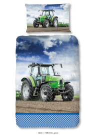 Muller Textiles Dekbedovertrek 2422 Green/Tractor/1 Persoons