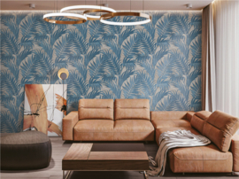 Dutch Wallcoverings Grace Behang GR322108 Tropical Palm Leaf/Bladeren/Petrol