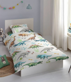 Dekbedovertrek Muller-Textiles 6295 Dino Wit/Dinosaurus/Kids/Kinderkamer/Dieren 1 persoons