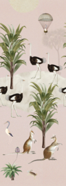 Behangexpresse Olive & Noah Fotobehang INK7805 Ostrich Jungle Pink/Struisvogel