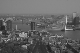 Fotobehang. Rotterdam-Erasmusbrug-grijstint