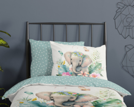 Muller Textiles Dekbedovertrek 32090-G Eli/Olifant/Kids/1 persoons