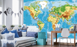 Dimex Fotobehang World Map MS-5-0261 Wereld Kaart/Map