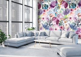 Behangexpresse/Spits  Colorful Fotobehang INK7296 Watercolor Floral/Bloemen