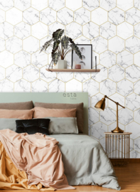 Esta Home Art Deco Fotobehang 158955 Hexagon/Marmer