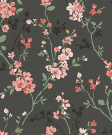 Dutch Wallcoverings Omura Behang A70001 Bloemen/Jasmin Zwart