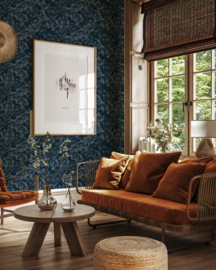 Annet Weelink Behang 8945004824363 Deep Forest Navy/Bladeren