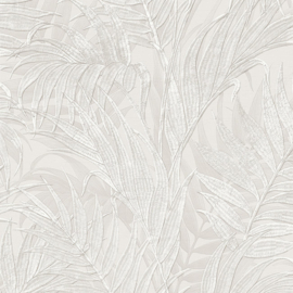 Dutch Wallcoverings Grace Behang GR322101 Tropical Palm Leaf Silver