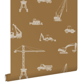 Esta Home Nieuw Behang 139971 Voertuigen Okerbruin/Kinderkamer