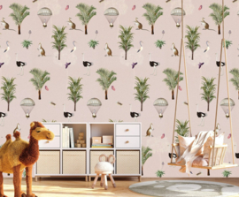 Behangexpresse Olive & Noah Fotobehang INK7806 Ostrich Repeat Pink/Struisvogel