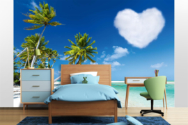 Dimex/Wall Murals 2023 Fotobehang MS-5-1952 Beach With Heart Cloud/Tropisch/Palm