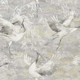 Dutch Wallcoverings Patagonia Behang 36100 Sarus Grey/Vogels