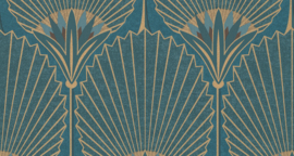 Dutch Wallcoverings Asperia Behang A54902 Nile Palm Blue/Art Deco